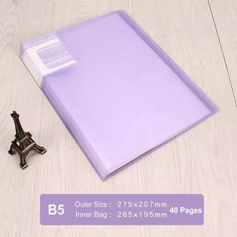 Office Document Organizer Folder A5 Display Book Transparent PVC Bag Document Storage B5 Paper Folder For Documents