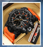 SANDA New 6198 Electronic Watch Fashion Trend Dual Screen Multi functional Outdoor Sports Waterproof Men's Watch
