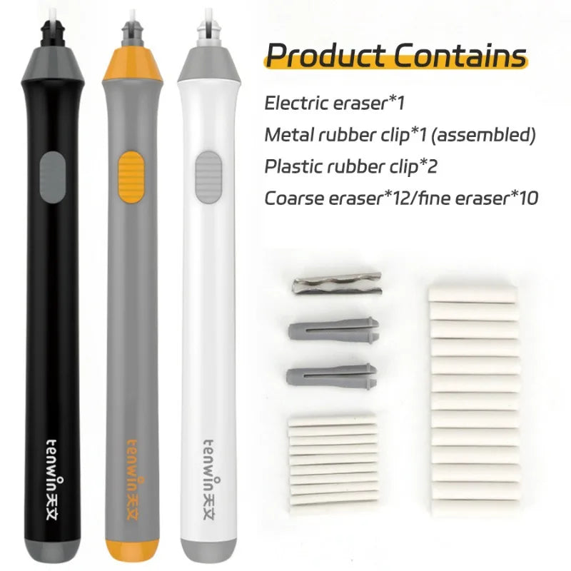 Electric Erasers Less Rubber Crumb Thick/Thin Rubber can be Changed Simple Korean Stationery Safe and Efficient School Supplies