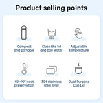 420ml Portable Car Heating Cup Electric Kettle 304 LED Smart Temperature Control Warmer Stirring Cup Heating Bottle Mixing Cup