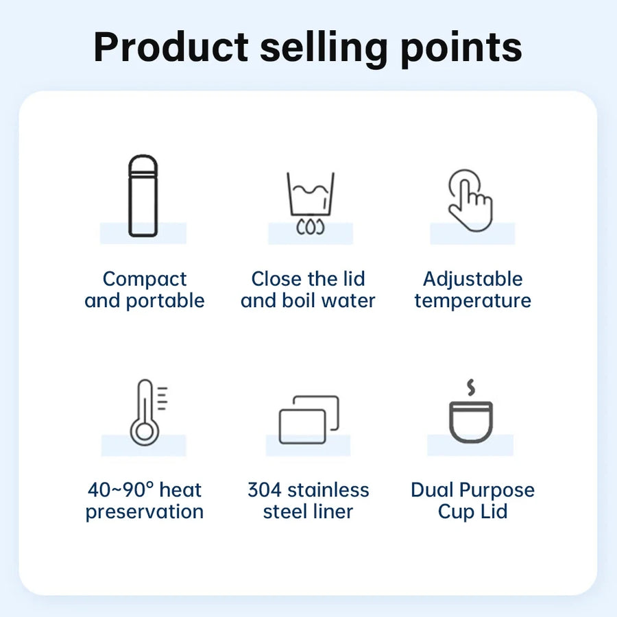 420ml Portable Car Heating Cup Electric Kettle 304 LED Smart Temperature Control Warmer Stirring Cup Heating Bottle Mixing Cup