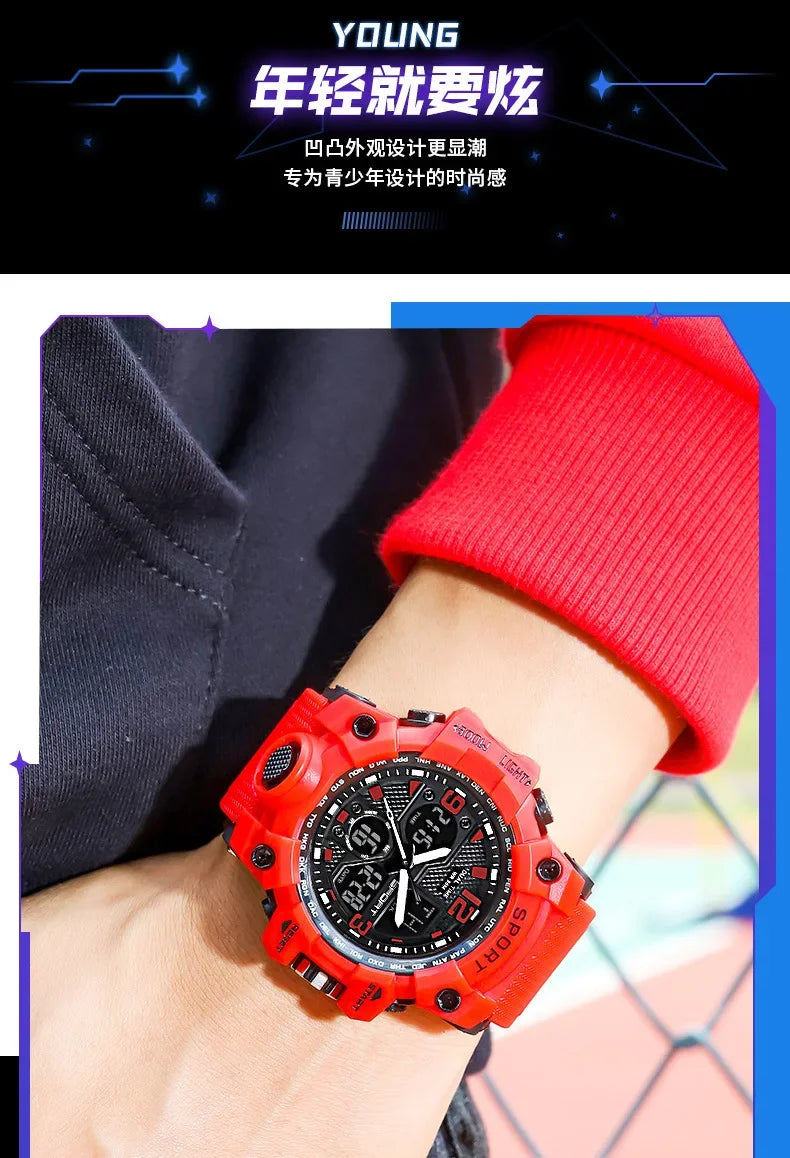 Men's Junior High School Student Fashion Trend Black Technology Sports Glow Men's Electronic Watch
