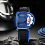 Trend Personality Novel U-Shaped Design Men Watch Creative Dial Rotating Pointer Fashion Watch Waterproof