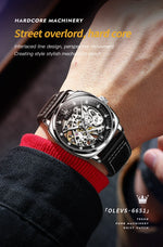 OLEVS 6651 Top Brand Men Watches Fashion Dress Automatic Mechanical Wristwatch Wateproof Luminous Hollow Flywheel Watch for man