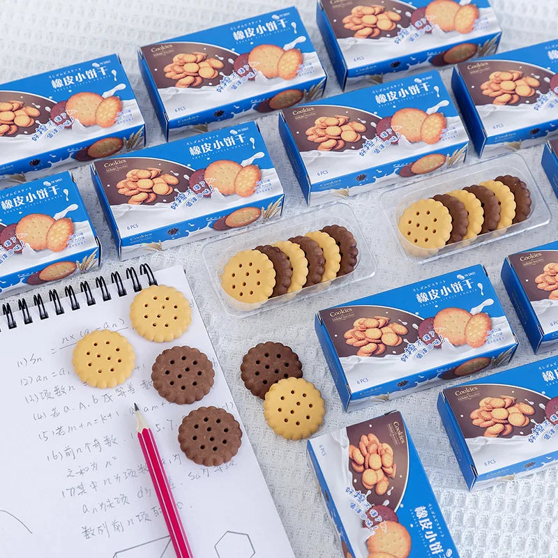 Cute Kawaii Creative Biscuit Eraser Cookie Rubber School Supplies Stationery Novelty Lovely Cake Eraser
