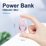 Mini Keychain Portable Charger 1500mAh Power Bank Ultra-Compact Battery Pack for Android IPhone Micro External Battery