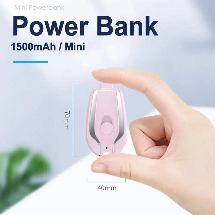 Mini Keychain Portable Charger 1500mAh Power Bank Ultra-Compact Battery Pack for Android IPhone Micro External Battery