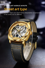 OLEVS 6651 Top Brand Men Watches Fashion Dress Automatic Mechanical Wristwatch Wateproof Luminous Hollow Flywheel Watch for man