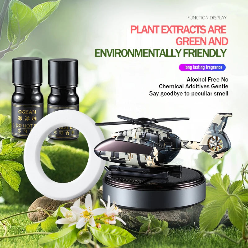 Car Solar Powered Rotation Helicopter Airplane Air Freshener Solar Helicopter Interior Perfume Trim Diffuser Rotary Aromatherapy