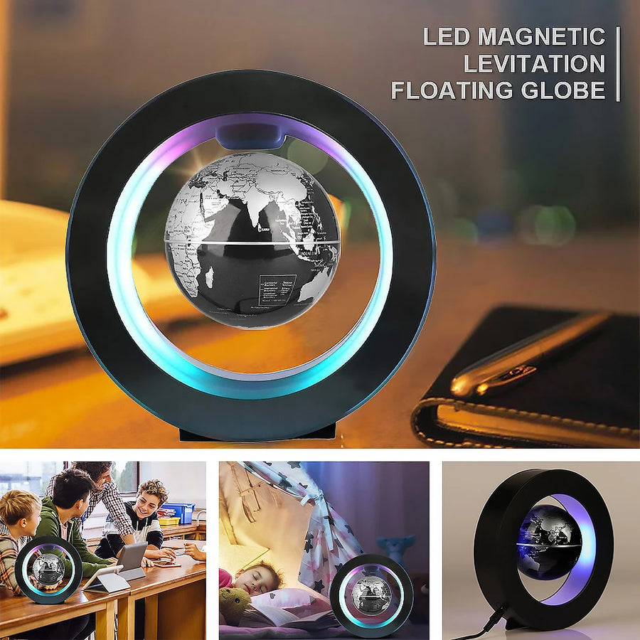 Floating Globe Levitating World Map Rotating Ornament LED Lamp for Bedside Light Novelty Floating Lamp Magnetic Levitation Globe