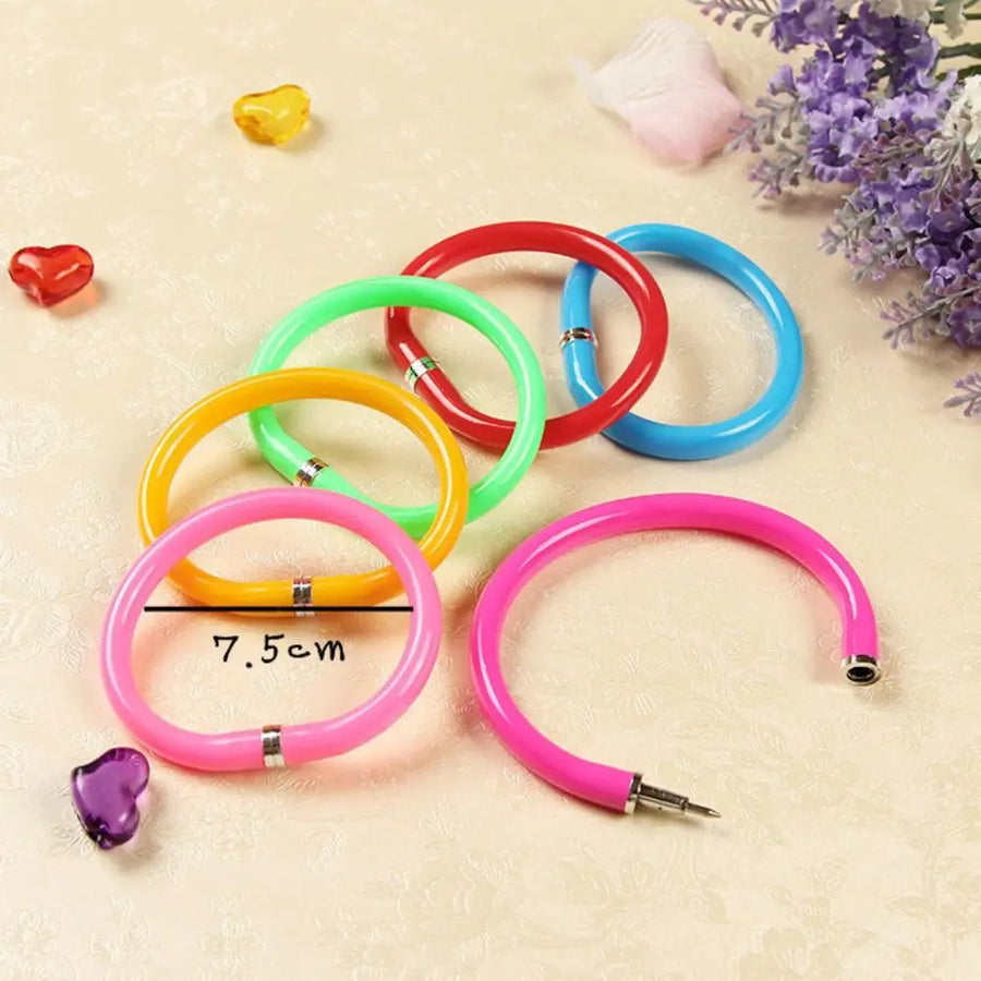 1PC Random Color Creative Bangle Bracelet Bending Circle Ballpoint Pen Wristband Gel Pen Student Gift Stationery Writing Tools