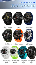 SANDA New 6198 Electronic Watch Fashion Trend Dual Screen Multi functional Outdoor Sports Waterproof Men's Watch