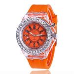 led Flash Luminous Watch Personality trends students lovers jellies woman men's watches 7 color light WristWatch bayan kol saati