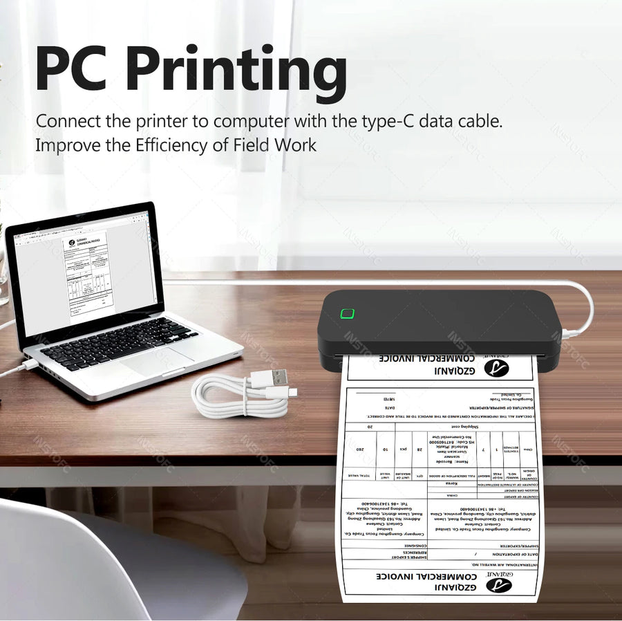 Inkless A4 Portable Thermal Printer Supports A40 Thermal Paper Bluetooth Wireless Mobile Travel Printers for Car & Office Use