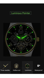 Watch For Men Trendy High end Light Luxury Versatile Quartz Watches Glow Waterproof Roman Hollow Male's Clock Watch UTHAI L93