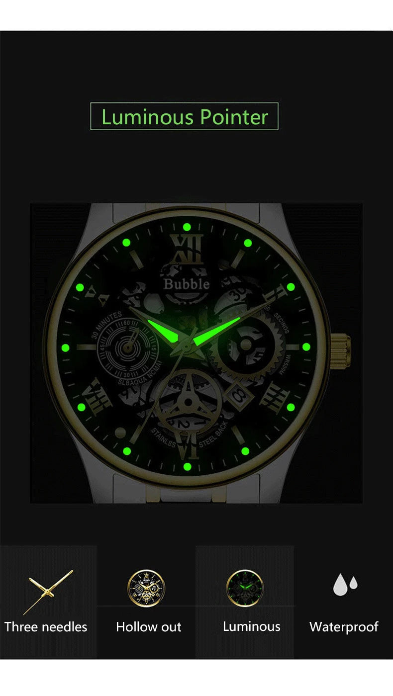 Watch For Men Trendy High end Light Luxury Versatile Quartz Watches Glow Waterproof Roman Hollow Male's Clock Watch UTHAI L93