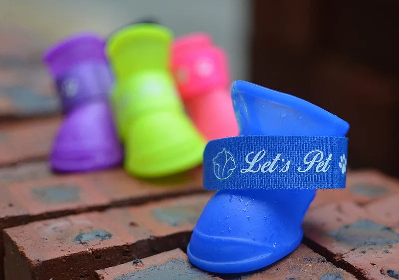 4Pcs Pet WaterProof Rainshoe Anti-slip Rubber Boot For Small Medium Large Dogs Cats Outdoor Shoe Dog Ankle Boots Pet Accessories