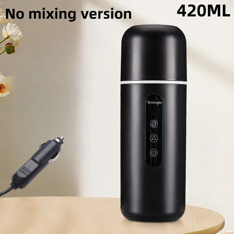 420ml Portable Car Heating Cup Electric Kettle 304 LED Smart Temperature Control Warmer Stirring Cup Heating Bottle Mixing Cup