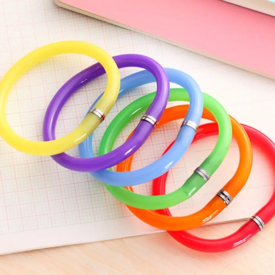 1PC Random Color Creative Bangle Bracelet Bending Circle Ballpoint Pen Wristband Gel Pen Student Gift Stationery Writing Tools