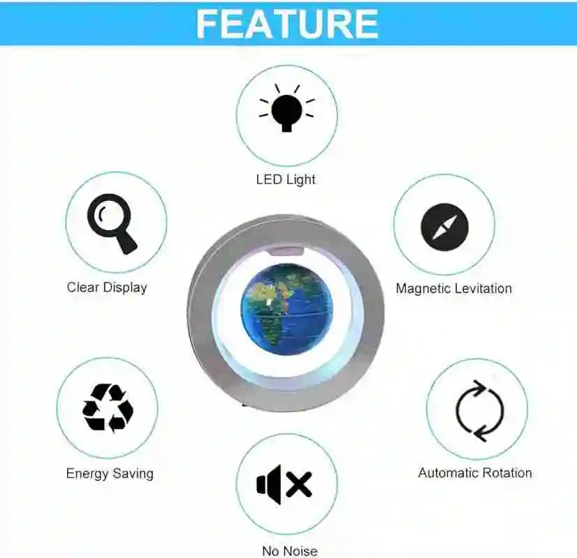 Russian 3 Inch Magnetic Globe Lamp with LED Light,Blue Magnetic Globe Floating for Kids Christmas New Year Gifts