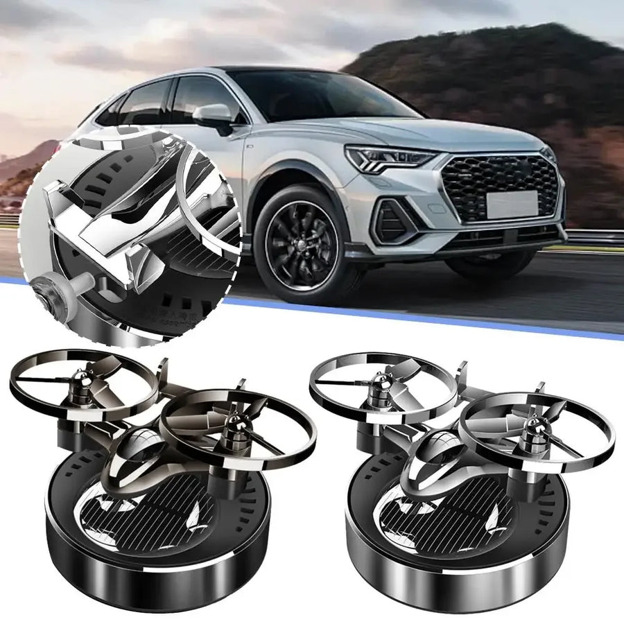 Solar Powered Rotation Helicopter Solar Aromatherapy Car Air Freshener Alloy Fragrance Auto Aroma Diffuser Interior Accessories