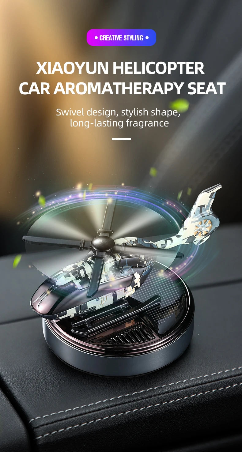 Car Solar Powered Rotation Helicopter Airplane Air Freshener Solar Helicopter Interior Perfume Trim Diffuser Rotary Aromatherapy
