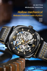 OLEVS 6651 Top Brand Men Watches Fashion Dress Automatic Mechanical Wristwatch Wateproof Luminous Hollow Flywheel Watch for man
