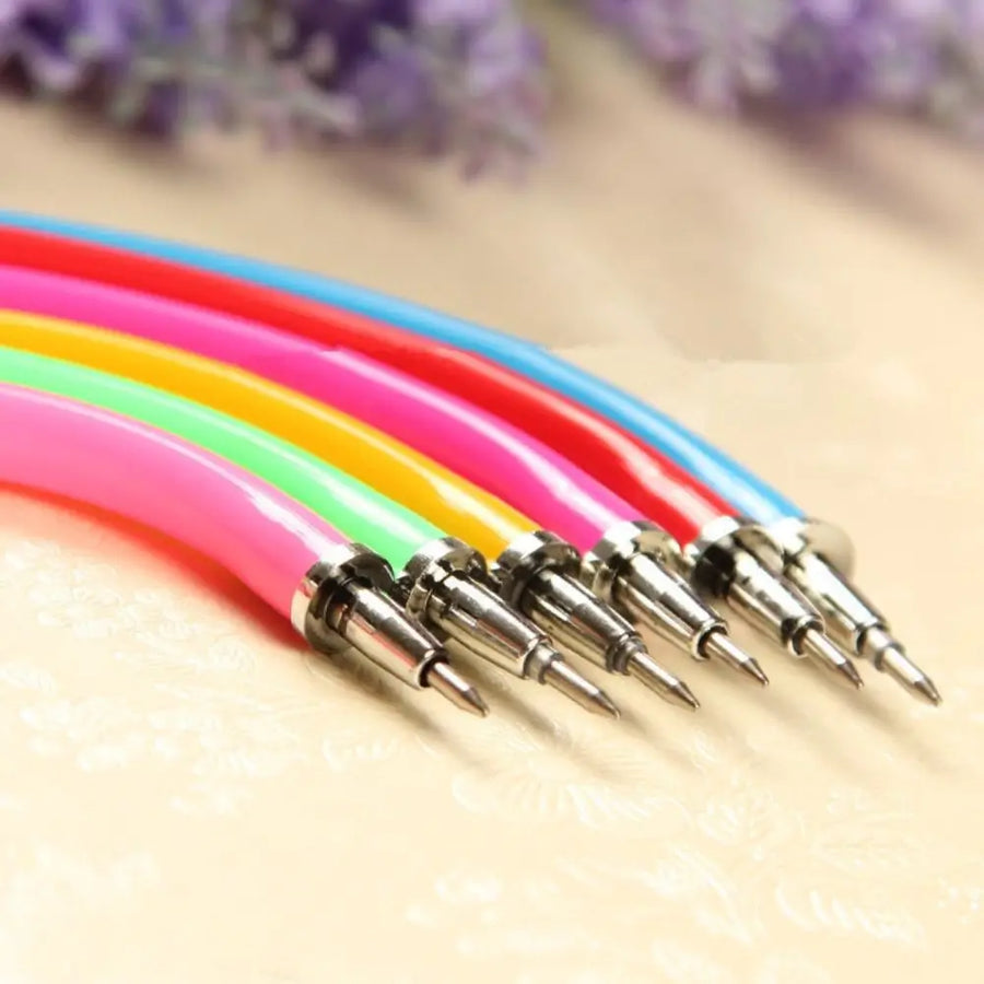 1PC Random Color Creative Bangle Bracelet Bending Circle Ballpoint Pen Wristband Gel Pen Student Gift Stationery Writing Tools