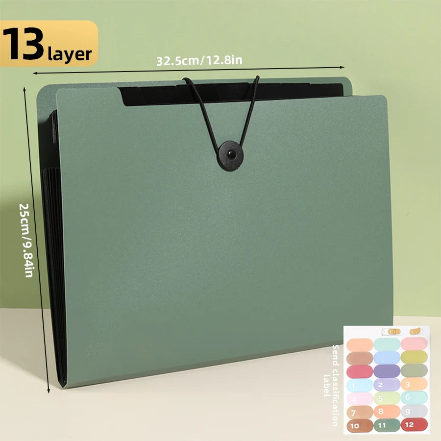 Three Colors Horizontal A4 Folder Students Office Business Trip Multi-layer Large Capacity 5/8/13 Layers Storage Organ Bag