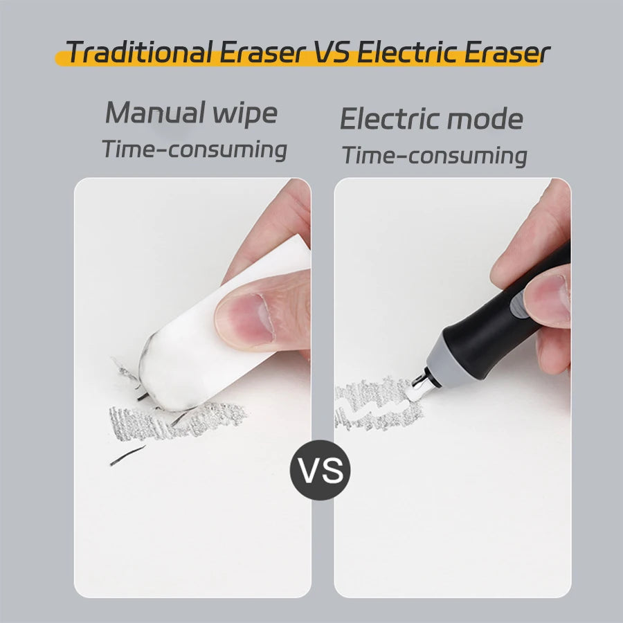 Electric Erasers Less Rubber Crumb Thick/Thin Rubber can be Changed Simple Korean Stationery Safe and Efficient School Supplies