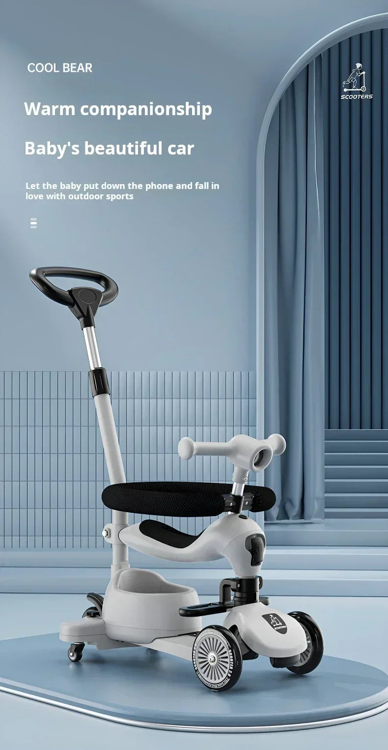 Scooter Voor Kinderen Vouwen 3 Wiel Skateboard Driewieler Baby Draagbare Kinderwagen Hoverboard Speelt Muziek Balans Multimodaal