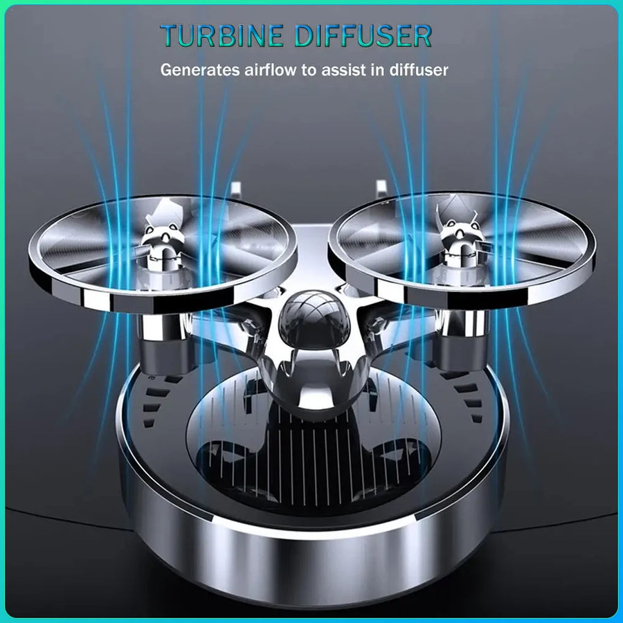 Solar Powered Rotation Helicopter Solar Aromatherapy Car Air Freshener Alloy Fragrance Auto Aroma Diffuser Interior Accessories