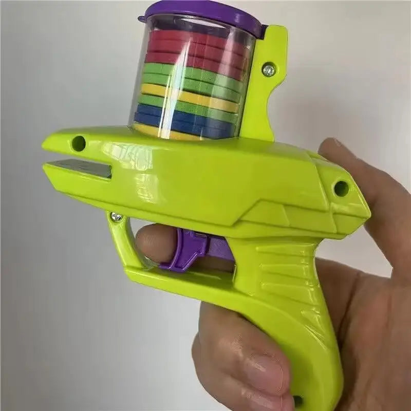 Kids Outdoor Game Foam Disc Gun Toy Flying Disc Shooting Launcher Gun Double Parent-child Interactive Children Toy