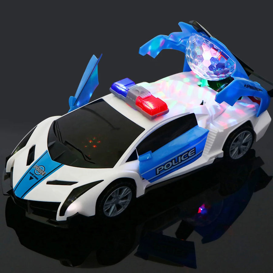 Electric Dancing Deformation Rotating Universal Police Toy Car Child Kid Girl Car Christmas Birthday Gift
