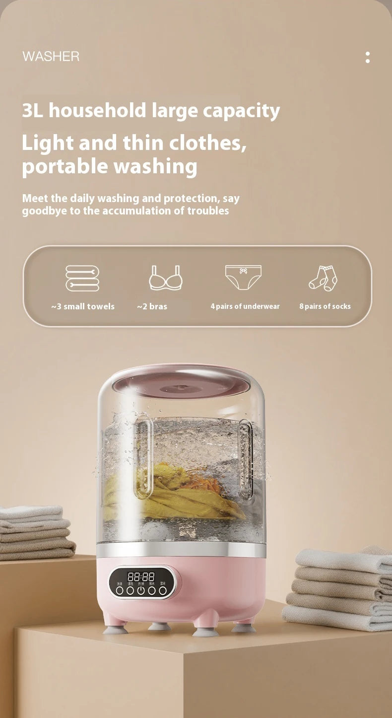 Portable Mini Washing Machine Automatic Washer Machine Clothes Cleaning Tool For Dormitories Travel Camping Hotel Apartment
