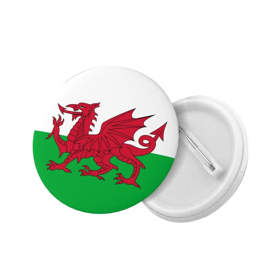 Flag Of Wales Pin Back Buttons for Bags Customizable Welsh Dragon Badges Brooches Pinback
