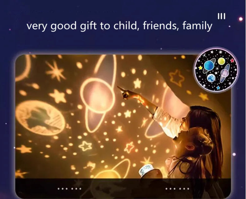 Starry Projector Night Light Rotating Sky Moon Lamp Galaxy Lamp Home Bedroom Decoration Starlight Christmas Lights for Kids Gift