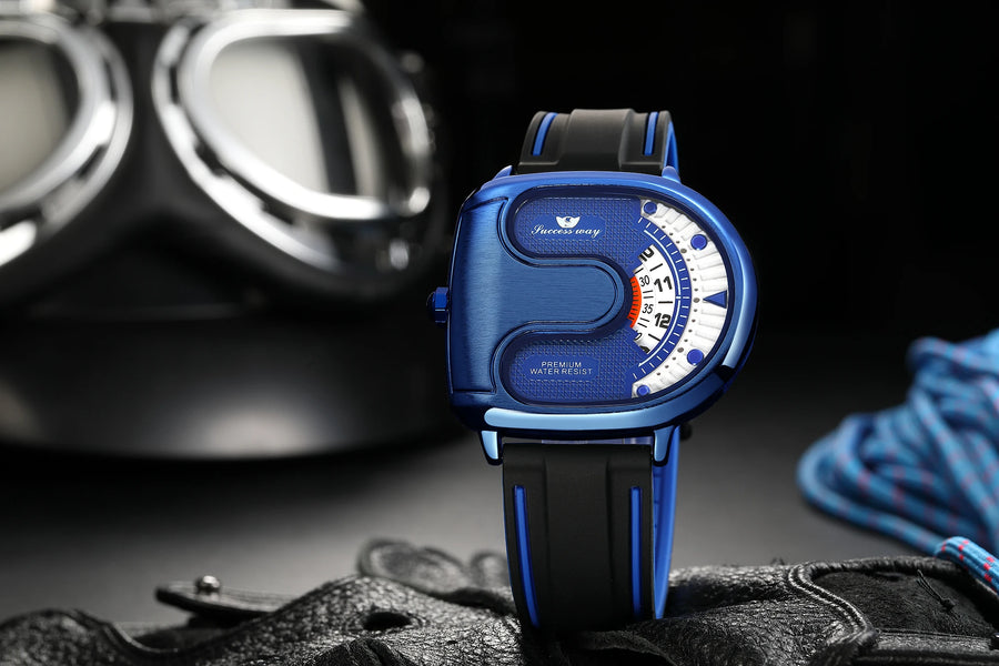 Trend Personality Novel U-Shaped Design Men Watch Creative Dial Rotating Pointer Fashion Watch Waterproof