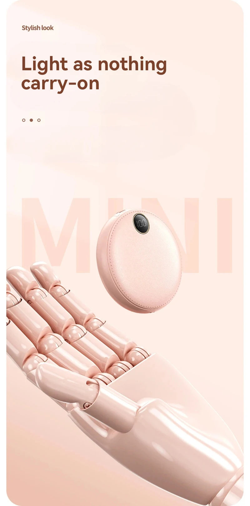 20000mAh Mini Powerbank Portable Round Self-wired  Fast Charging High Capacity Digital Display Power Bank For Iphone Xiaomi