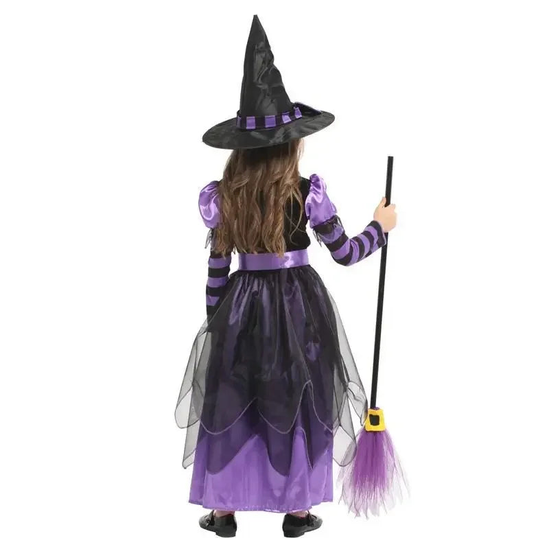 Halloween Vampire Costume for Kids Girls Devil Witch Gothic Ghost Bride Clothes Demon Bride Queen Cosplay Carnival Party Dresses