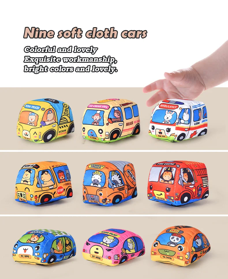 Soft Fabric Car Toy for Babies - Tear-Resistant Cloth Book with Storage Bag and Play Mat, Early Learning Travel Sensory Toy Gift