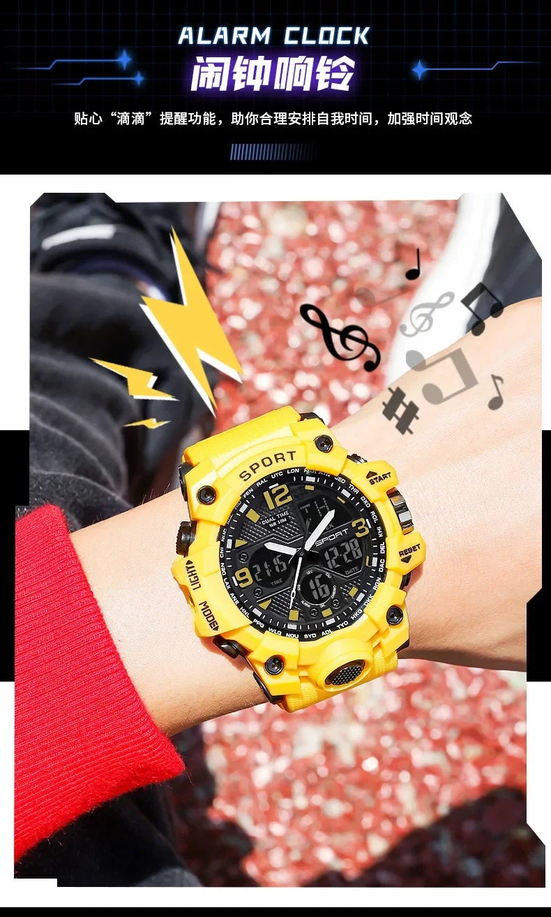 Men's Junior High School Student Fashion Trend Black Technology Sports Glow Men's Electronic Watch
