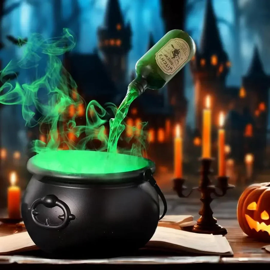 Halloween WitchCauldron with LED Light & Fog Mist Maker  Skeleton Decor for Spooky Hocus Pocus Party, Home, Halloween Party