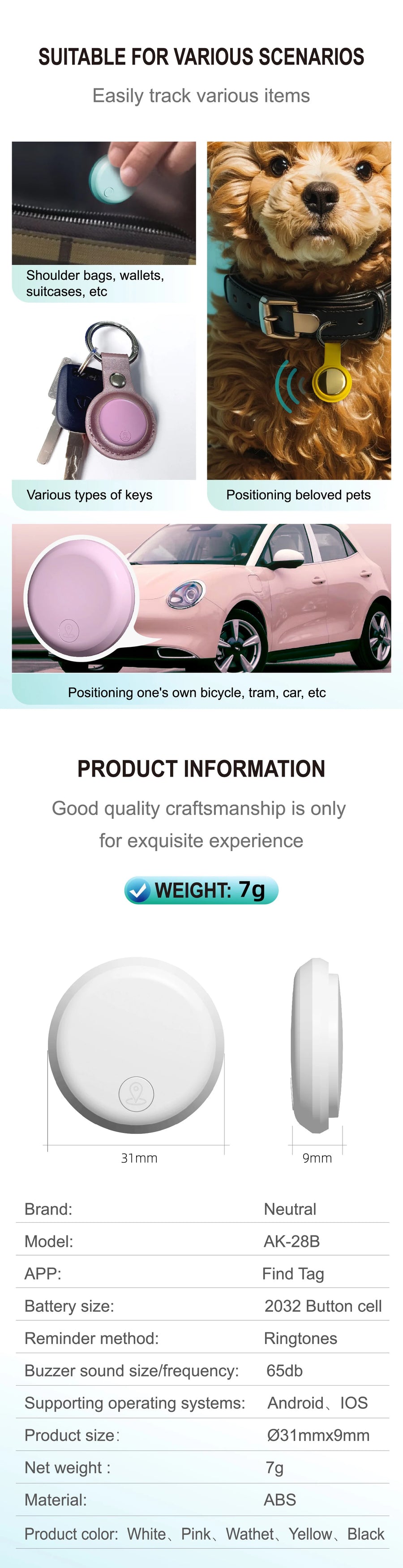 OPPO Smart Airtag Bluetooth 5.3 GPS Tracker Work with Android iOS System Air Tag Tracker Mini Locator Kids Bag Key Wall Finder