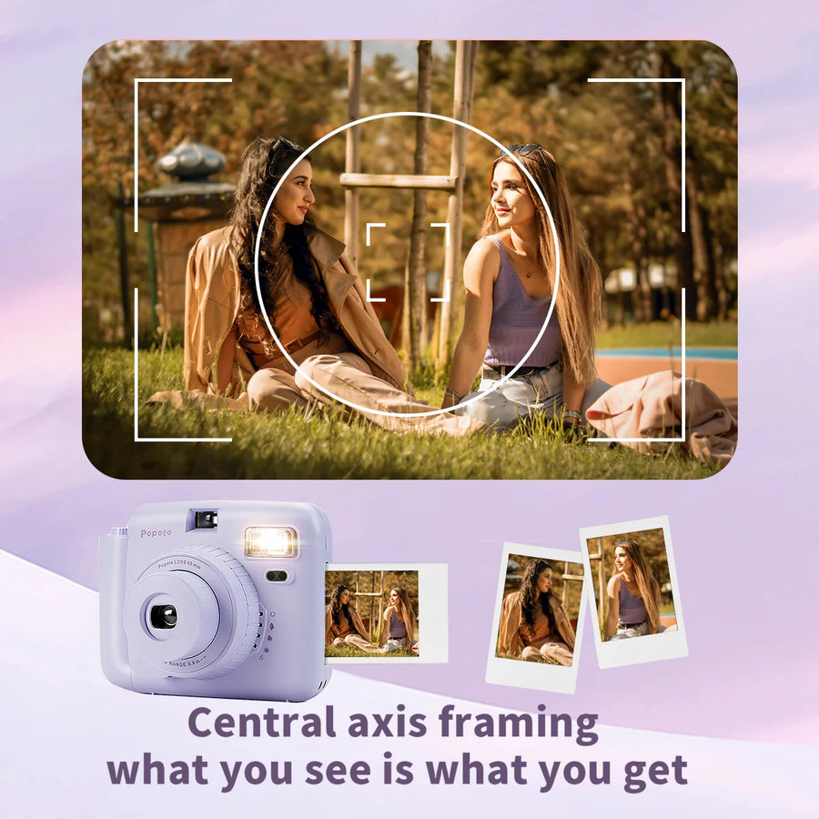 Portable Instant Camera Striped Woven Bag And Photo Paper Set With Five Shooting Modes Suitable for Beginners When Taking Photos