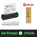 Inkless A4 Portable Thermal Printer Supports A40 Thermal Paper Bluetooth Wireless Mobile Travel Printers for Car & Office Use