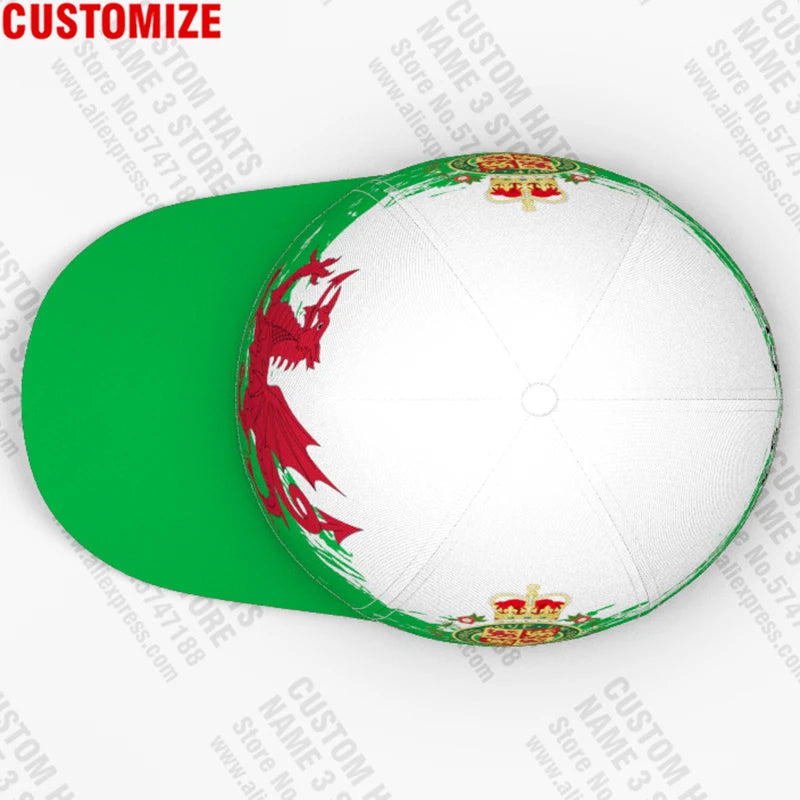 Wales Baseball Caps Free Custom Name British Team Logo Uk Hats Country Travel Britain Nation United Kingdom Cymru Flags Headgear