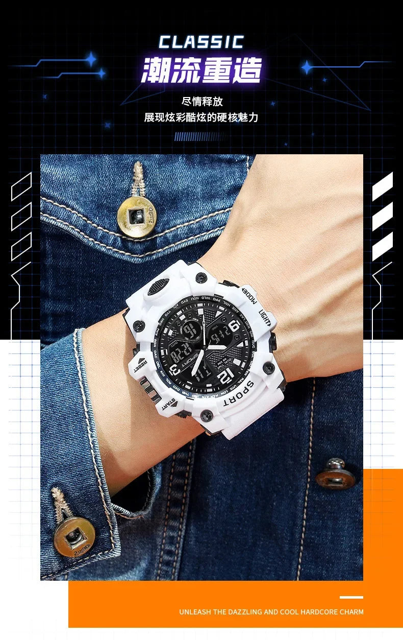 Men's Junior High School Student Fashion Trend Black Technology Sports Glow Men's Electronic Watch