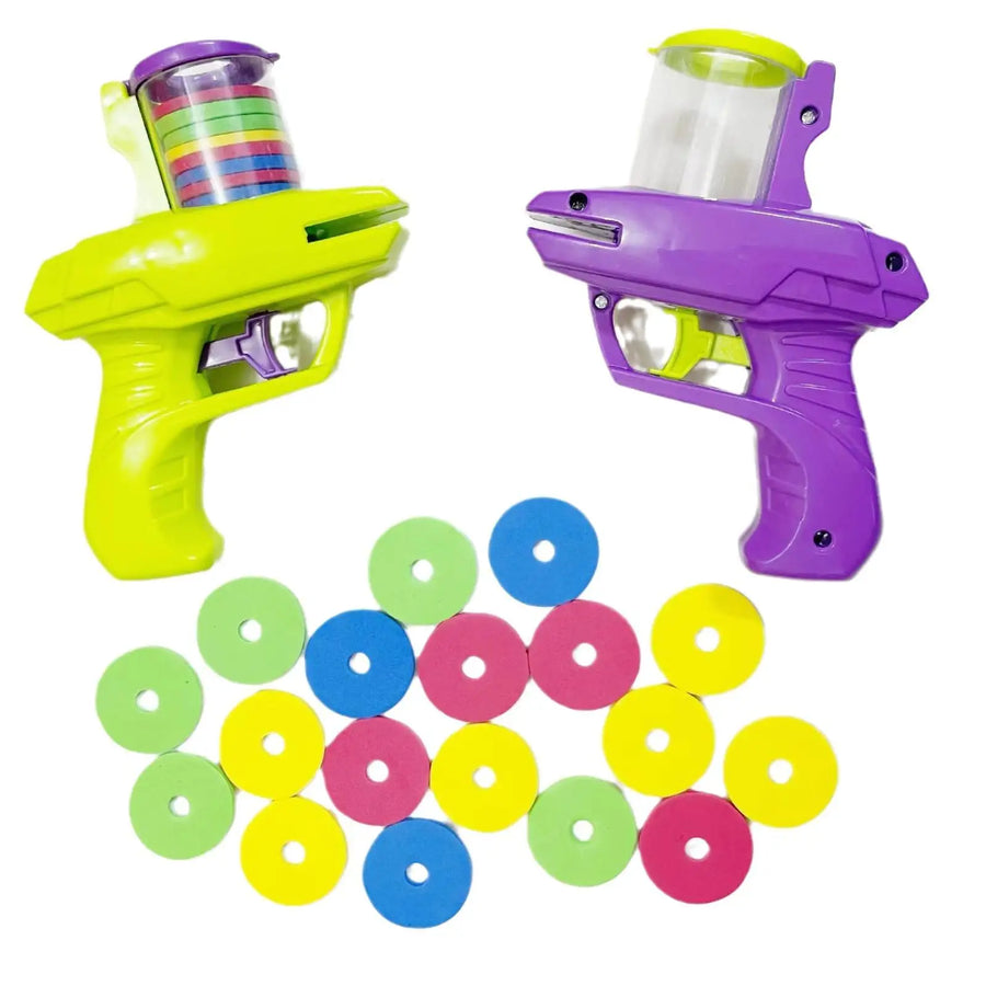 Kids Outdoor Game Foam Disc Gun Toy Flying Disc Shooting Launcher Gun Double Parent-child Interactive Children Toy