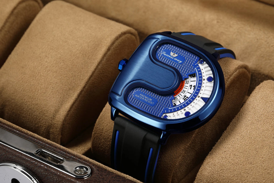 Trend Personality Novel U-Shaped Design Men Watch Creative Dial Rotating Pointer Fashion Watch Waterproof
